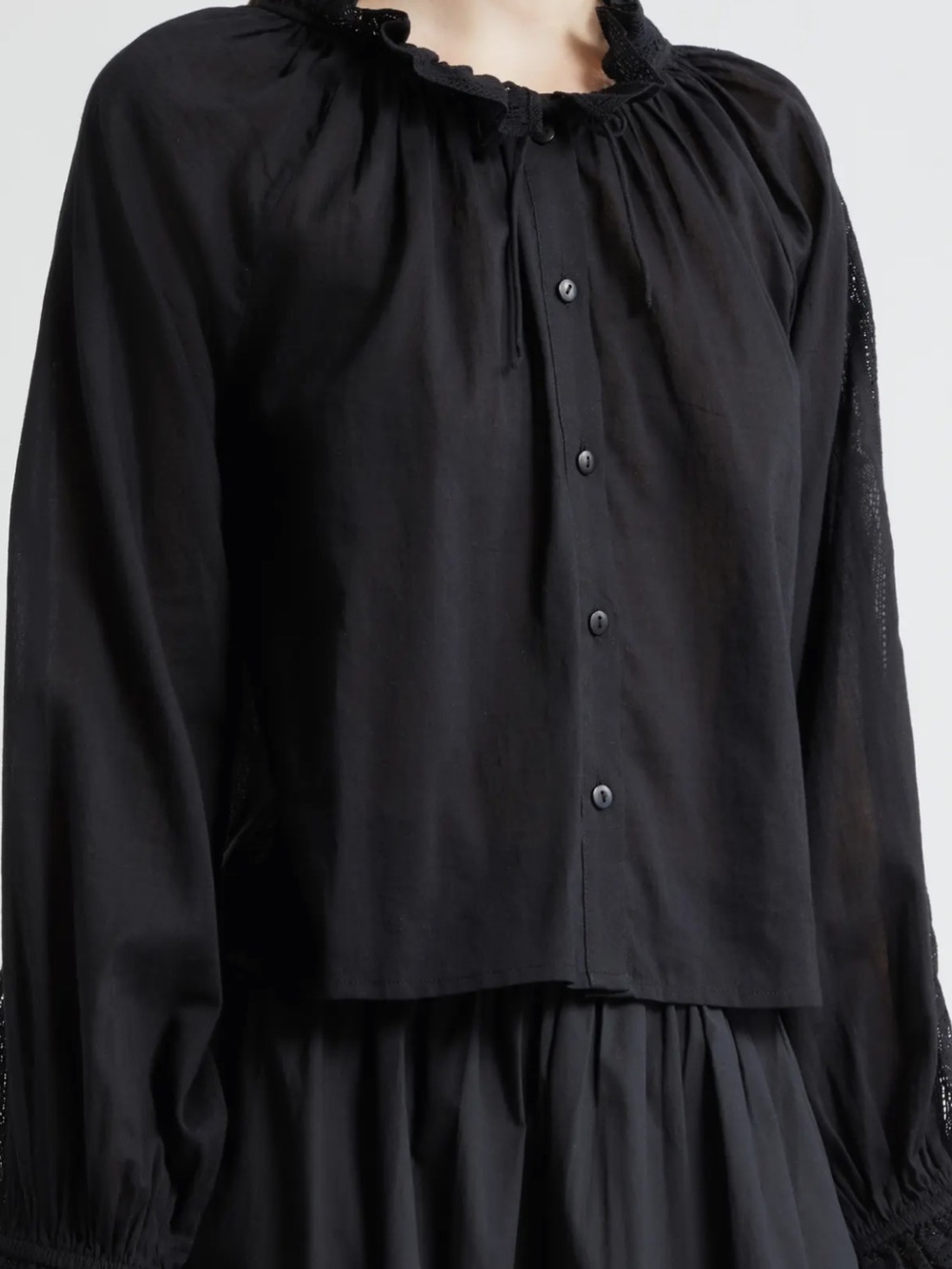 MILLE
Annette Lace Detail Cotton Button-Up Shirt